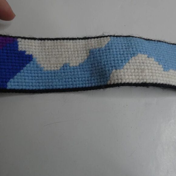 Vintage Handmade Belt Hippie Boho Rainbow Sun Clouds Sky Needlepoint Metal - Picture 4 of 9